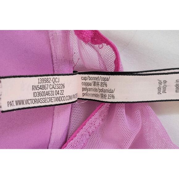 Victoria's Secret 2 Sexy Tee Blue Lined & Pink Push Up Lace Underwire Bras 36D - Picture 5 of 9